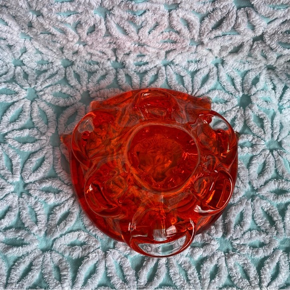 Vintage Art glass chalet style candy bowl dish orange MCM decor - Picture 3 of 6
